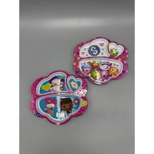 Zak! Designs Shopkins & Doc MsStuffins Plastic Kids Divided Plates Set Of 2